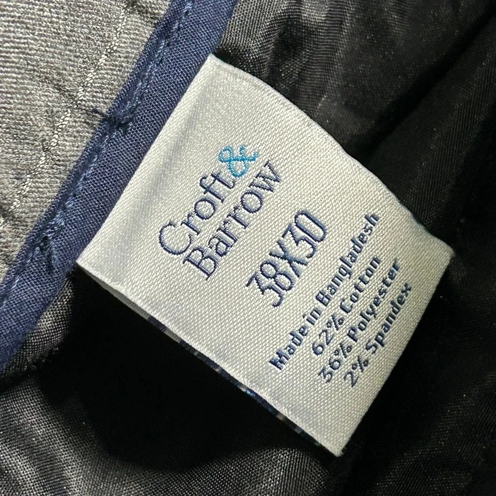 Croft and Barrow Dress Pants 38x30 Gray Easy Care Classic Fit Stretch Khakis New